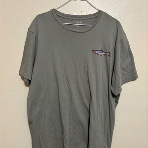 J.Crew XXL Trout Fish Graphic T-Shirt Olive Green Short Sleeve Tee